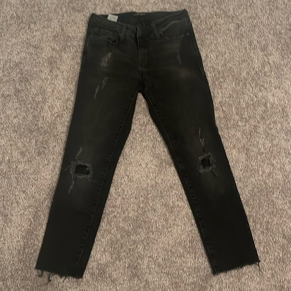 Mavi Ada Mid Rise Distressed Dark Smoke Grey Boyfriend Jeans 24X27 - Picture 1 of 10